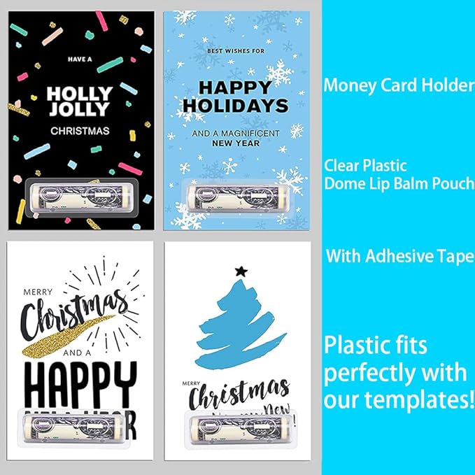 WESAPPINC Clear Chapstick Pouch Plastic Lip Balm Pouches for Gift Cards & Money Cards,Lip Balm Plastic Cover with Adhesive (35PACK)