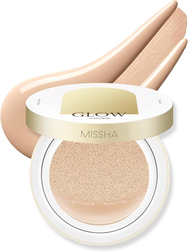 MISSHA Glow Cushion No.21 Light Beige for Bright Skin Radiant & Moisturizing Skin with Buildable Coverage