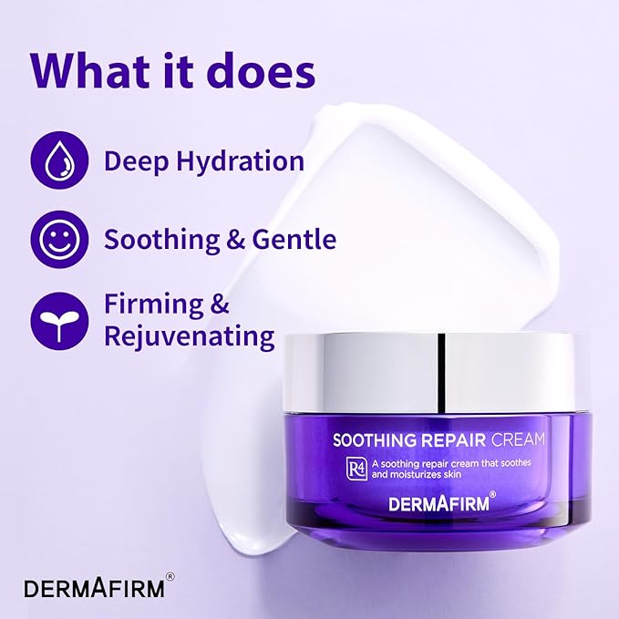 Dermafirm Soothing Repair Hydrating Face Cream R4 | Daily Face Moisturizer Facial Lotion with Eucalyptus, Peptide and Collagen | Gentle for All Skin Types No Animal Trials No Paraben 1.69 fl oz