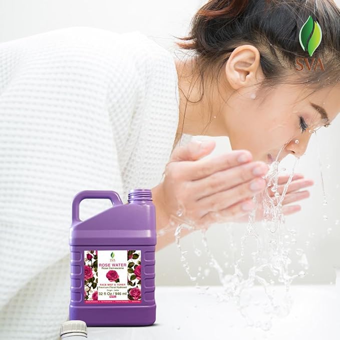 SVA Rose Water - 32 Fl oz - Refreshing Rose Water Spray for Skin Care, Skin Hydration, Bath, Soaps, Haircare & Aromatherapy