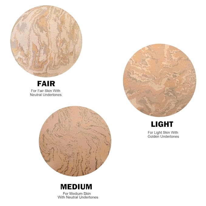 Marbleized Baked Foundation Makeup, Balance and Brighten Color Correcting Powder Foundation - Buildable Light to Medium Coverage - Demi-Matte Natural Finish (#001 FAIR, 0.32 Oz)