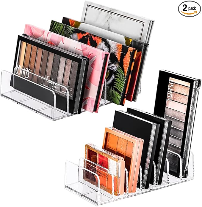 Eyeshadow Makeup Palette Cosmetic Organizer - Waterproof Eyeshadow Organizer for Eye Makeup Palette,Bathroom Countertop,7 Sections (2PCS-Small&Large)