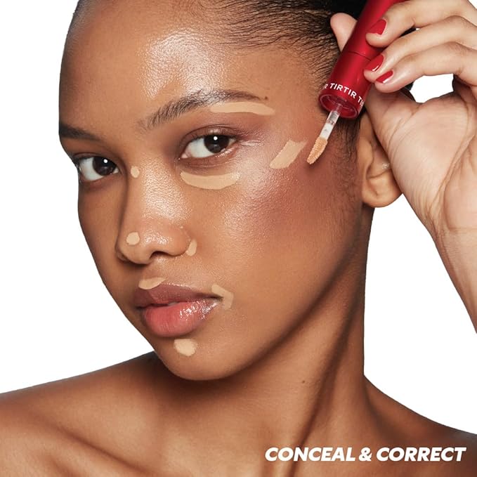 TIRTIR Glide&Hide Blurring Concealer - Creamy texture, Conceals dark circles and wrinkles, Dual formula (liquid tip & balm stick), Long-lasting wear, Korean Makeup, #8.3O, 0.28 Oz