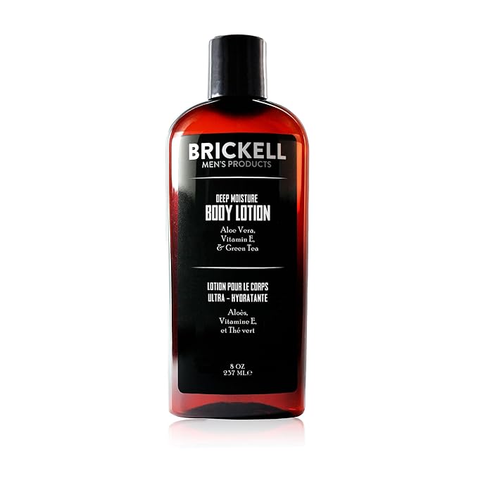 Brickell Men's Deep Moisture Body Lotion for Men, Natural and Organic Protects and Hydrates Dry Skin, 8 Ounce, Unscented