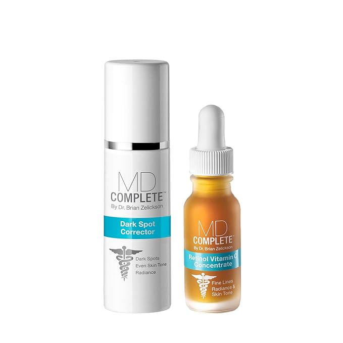 MD Complete Dark Spot Retinol Duo | Professional Dermatologist Dark Spot Correction | includes Dark Spot Corrector 1.0 fl oz and Retinol Vitamin C Concentrate Serum 0.5 fl oz| Set of Two