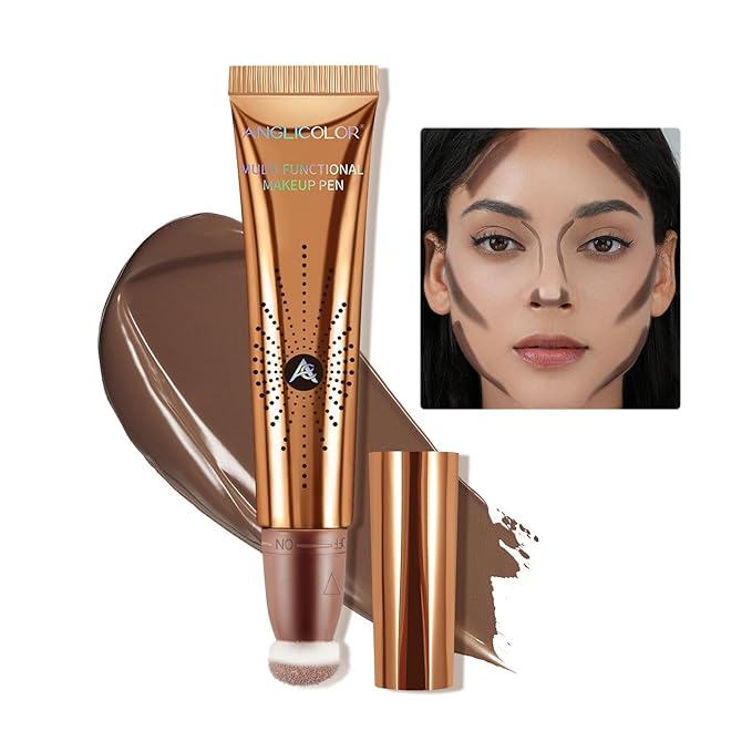Contour Stick With Cushion Applicator,Liquid Contour Wand,Cream Contour Smooth,Bronzer Stick Lightweight Liquid Bronzer For Face (03)