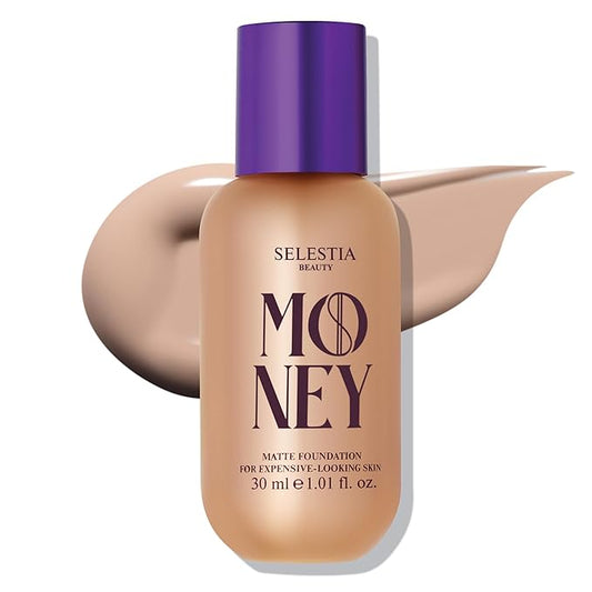 Matte Foundation Money - Long-Lasting Makeup Foundation with Flawless & Buildable Coverage - Liquid Foundation for All Skin Types (Vanilla)