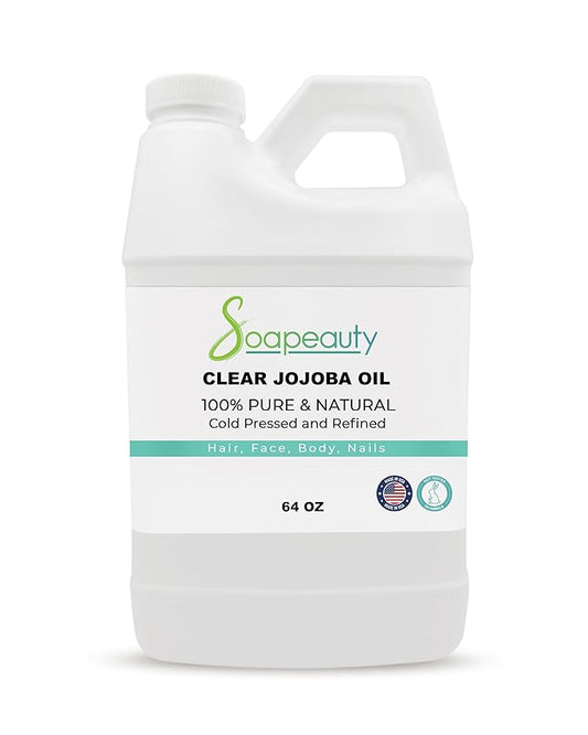 Soapeauty Clear Jojoba Oil | 100% Pure & Natural | Refined, Cold Pressed, Hexane Free | Moisturizing Oil for Skin, Face, Hair & Nails | 64 fl oz