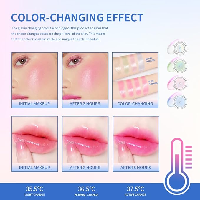 Color Change Blush Clear Liquid Blush Cream Moisturizing Blusher Halo dyeing naturally Blush Rouge Multi-use Makeup Cream For Cheeks Face Lips Waterproof Blush Gel Lip Oil (#4)