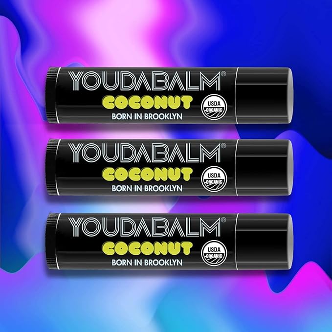 Organic Lip Balm, Coconut Flavor - 100% Natural Lip Moisturizer, USDA Certified - Lip Balm for Dry, Cracked Lips (3 Pack)