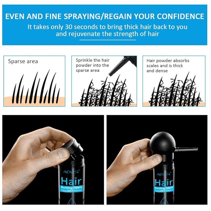 Aliver Hair Fibers for Thinning Hair with Spray Dark Brown - Undetectable Natural Formula - Thicker Fuller Hair in 15 Seconds - Conceals Hair Loss & Look Younger - Designed for Men & Women,0.97Oz