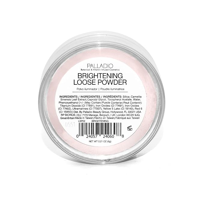Palladio 4 Ever+Ever Mattifying Loose Setting Powder, Brighten Dark Circles, Lightens, and Creates a Look Of Luminosity, Soft, Radiant Finish All Day Wear, (Brightening Powder)