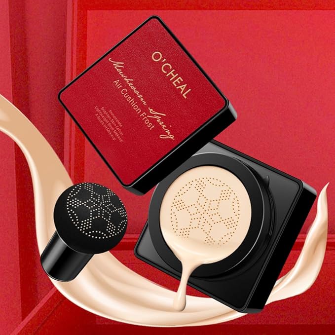 GL-Turelifes Mushroom Head Air Cushion CC Cream Foundation Water Feeling Flawless BB Cream Moisturizing Oil Control,lightweight & Smoothing Natural Face Concealer (H-02 Natural, 0.53 Oz)