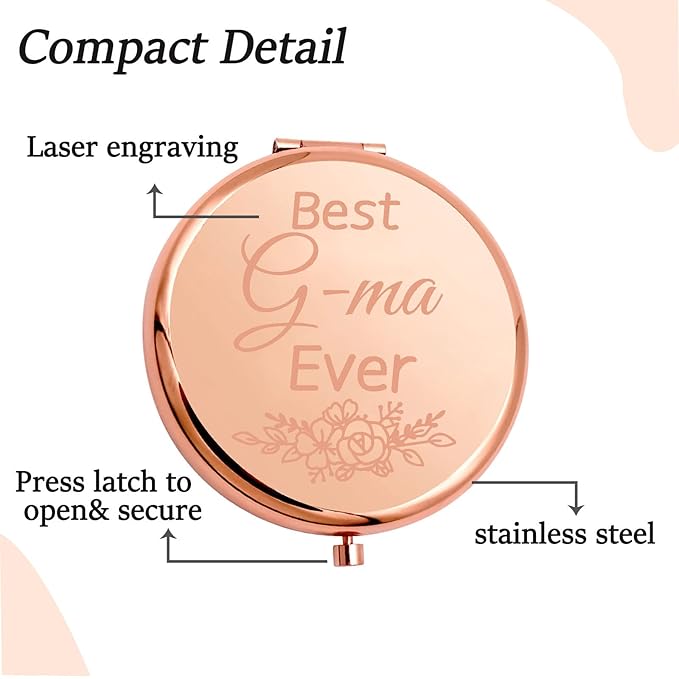 CENWA G-ma Birthday Gift G-ma Makeup Pocket Mirror G-ma Jewelry Best G-ma Ever (G-ma M)