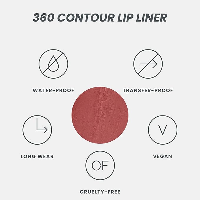 Wonderskin Lip Liner Pencil - 360 Contour Lipliner, Long Lasting, Sharpenable, Waterproof and Transfer-Proof Nude Lip Liner Pencil (Ruby)