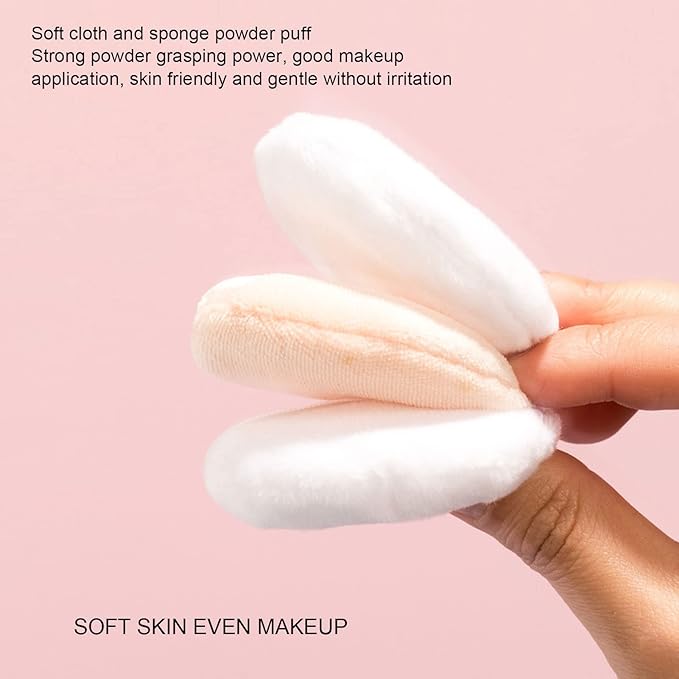 Dioche Loose Powder Container with Puff Sifter Lids, Plastic Refillable Empty Loose Powder Puff Case Face Powder Blusher Makeup Cosmetic Jars Containers for Travel Daily Use