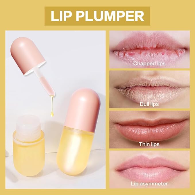 KISSIO Natural Lip Plumper,Lip Plumping Lip Gloss,Lip Plumper Gloss,Derol Lip Plumper,Moisturizing& Reduce Fine Lines 5.5ml For Day Ues