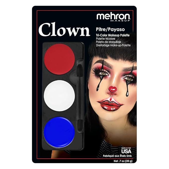 Mehron Makeup Tri-Color Character Makeup Palette | Halloween, Special Effects and Theater Cream Makeup FX Palette | Face Paint Makeup .7 oz (20 g) (CLOWN)