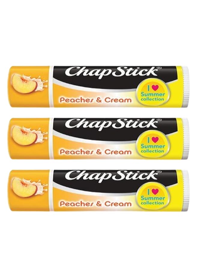 Peaches and Cream Chapstick 3-Pack. Includes Bonus Lip Balm Holder Keychain (White). Limited Edition Flavor from the Chapstick I Love Summer Collection, Unique Gift Bundle from Tiny Seed