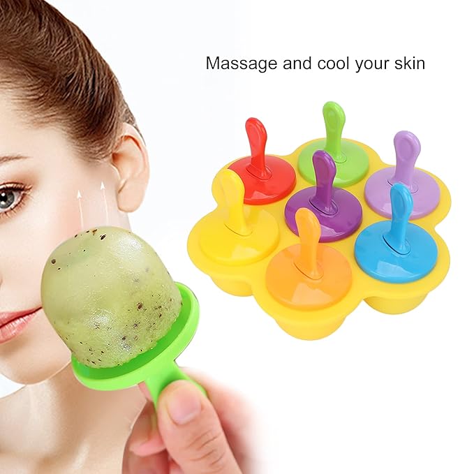 Cube Ice Roller, Reusable Silicone Ice Tray Fine Lines Removal Facial Beauty Ice Roller Skin Care Tools for Face Eyes Lubricate the Skin(yellow)