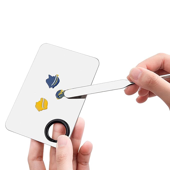 Makeup Spatula Set Stainless Steel, Make Up Tools Mini Mixing Tray with Finger Ring, Makeup Paint Palette, Pack of 3