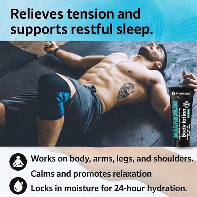 Magnesium Glycinate Body Lotion, Body Butter Cream for Men. Cologne Scented, 5.29 oz, Sleep Easy Formula