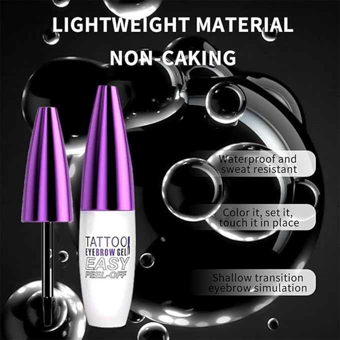 Peel Off Tattoo Brow Tint Gel - 2pcs Brown Eyebrow Kit, Waterproof, Transfer-Proof & Sweatproof, Quick Peel Formula for Natural Fuller Brows, Mother’s Day Gifts for Women All Skin Types