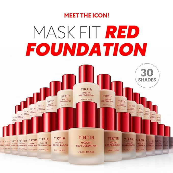 TIRTIR Mask Fit Red FoundationㅣLong Lasting Flawless Coverage, Energy Essence, Lightweight, Hydrating, Pore-Blurring, Breathable Satin Finish, Makeup, Radiant Skin, #55N Espresso, 1.01 Fl Oz