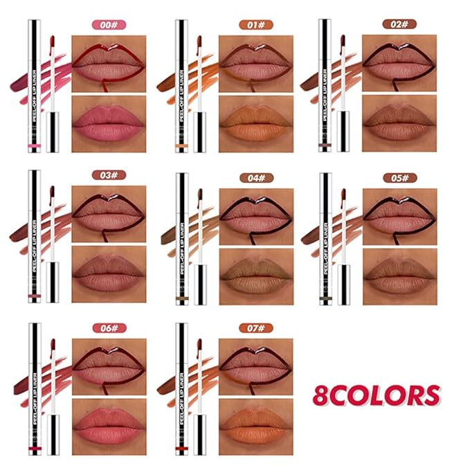 2 Pcs Matte Liquid Lip Stain Peel Off Lip Liner, Long Lasting Lip Tattoo, Waterproof & Transfer-Proof Lip Liner Peel Off Lip Gloss for All Skin Types. 0.12 fl oz #02+#03