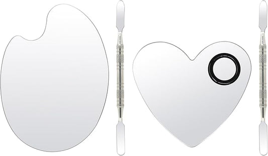 yueton 2SET Stainless Steel Color Palette Makeup Mixing Palette Nail Tools Palette Metal Foundation Makeup Palette for Beauty Color Matching Tools