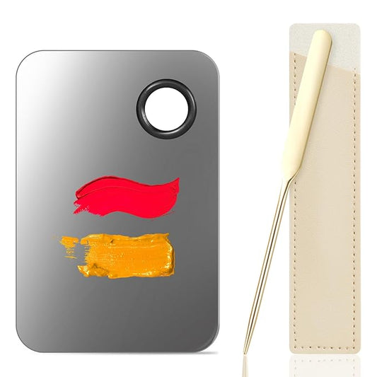 3PCS Makeup Mixing Palette, Stainless Steel Cosmetic Makeup Palette With Spatula Makeup Artist Tool, Professional Cosmetic Mixing Makeup Palette For Mixing Eye Shadow/Eyelash/Nail Art/Foundation