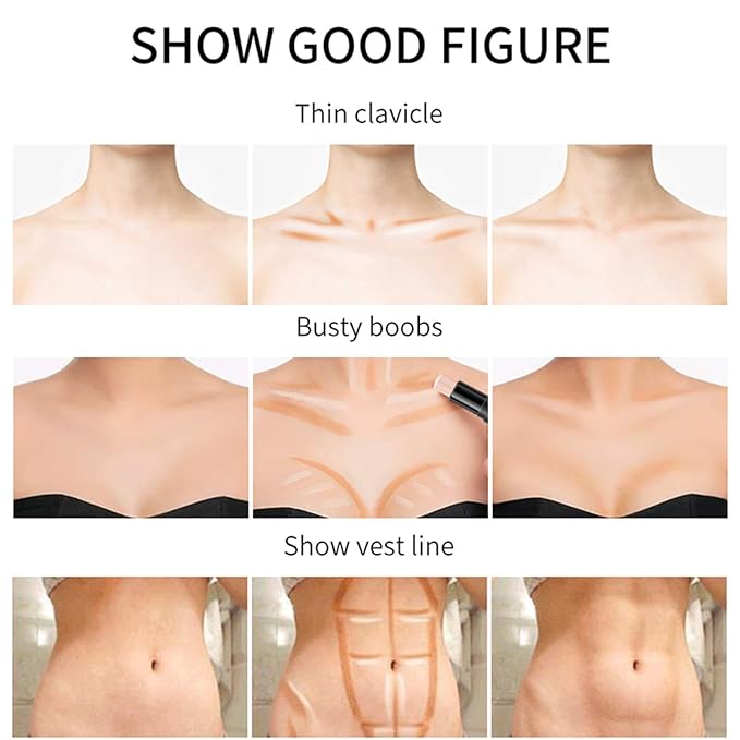 Double-End Contour Highlighter Stick Contour Stick, Face Highlighter, Contour Makeup Contouring Sticks Cream Concealer (3)