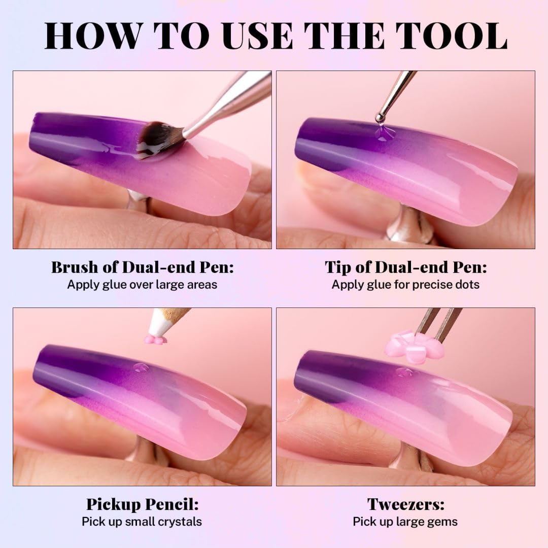 3D Nail Flowers Charms,White Pink Acrylic Flower with Caviar Beads,Rhinestones for Nails 3D Nail Charms for Acrylic Nails for Manicure Salon DIY Nail Art Decor with Pickup & Dotting Tools