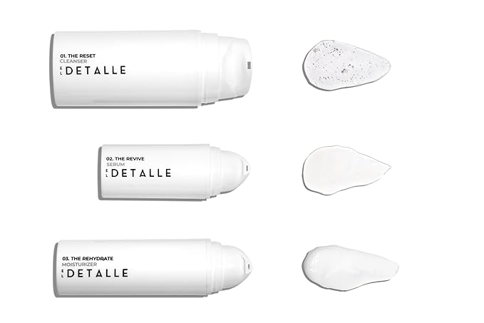 El Detalle - The Regimen - 3 Step Set | Men's simple and effective skin care, Includes: The Reset Cleanser, The Revive Serum, The Rehydrate Moisturizer, Suitable for all skin types; One-pump solution