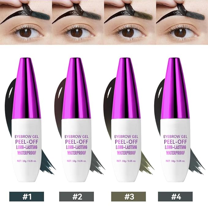 2Pcs Peel Off Eyebrow Tint Gel - Waterproof & Sweatproof All-Day Wear, Transfer-Resistant Tattoo Effect, All Skin Types + Mother’s Day Gift Set, 02#Brown