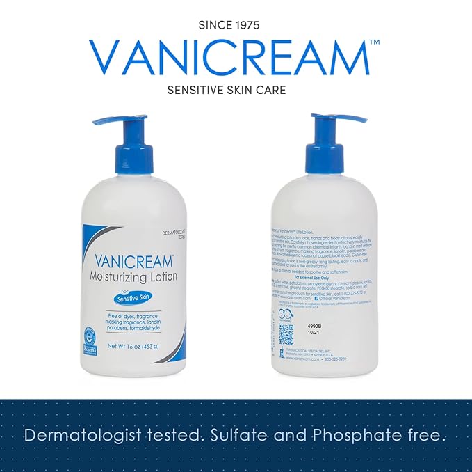 Vanicream Moisturizing Lotion with Pump Dispenser - 16 Fl Oz (Pack of 12) - Formulated Without Common Irritants for Those with Sensitive Skin (Pack of 12)