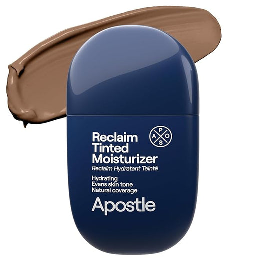 APOSTLE Reclaim Tinted Moisturizer for Men (5 Mandeville) - Niacinamide, Vitamin E, Squalane, Hyaluronic Acid, Tinted Face Moisturizer For Men. Hydrates, Evens Skin Tone, Reduces Fine Lines, 1 Fl. Oz.