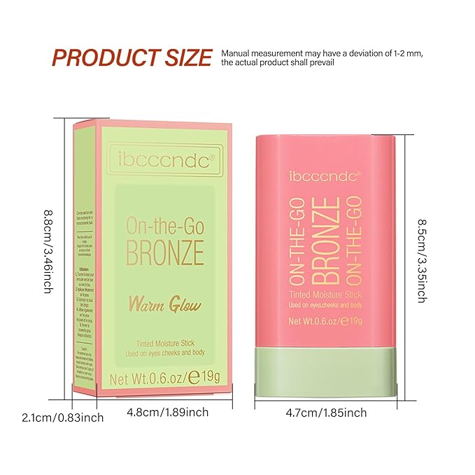 Cream Bronzer Stick,Contour Stick Facial Contouring Stick,Long Lasting Highlighter Waterproof Highlight Makeup,Buildable Shimmer Sparkle Face Bronzer Face Shaping,01 Warm Glow