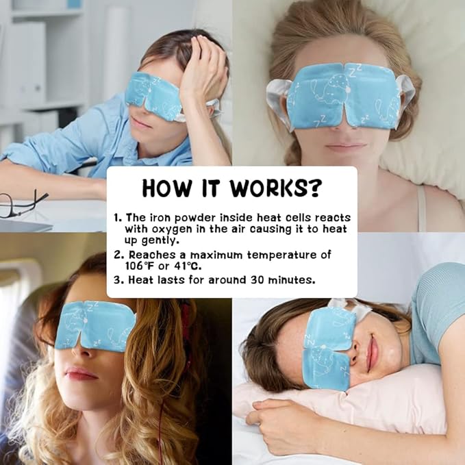 Disposable Steam Eye Mask for Dry Eye Care - 8 Pack Heating Eye Mask for Dark Circles and Puffiness Relief Soothing Warm Eyes Masks Pads, Fragrance Free