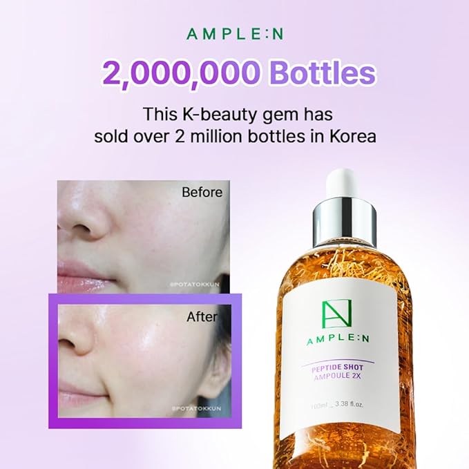 AMPLE:N Peptide Shot 2X Ampoule – Intensive Age Defying Concentrate Face Serum with Peptide Threads – Erasing Wrinkles and Improve Firmness – Lifting Sagging Skin – Plump, Repairs Skin, 3.38 fl.oz.