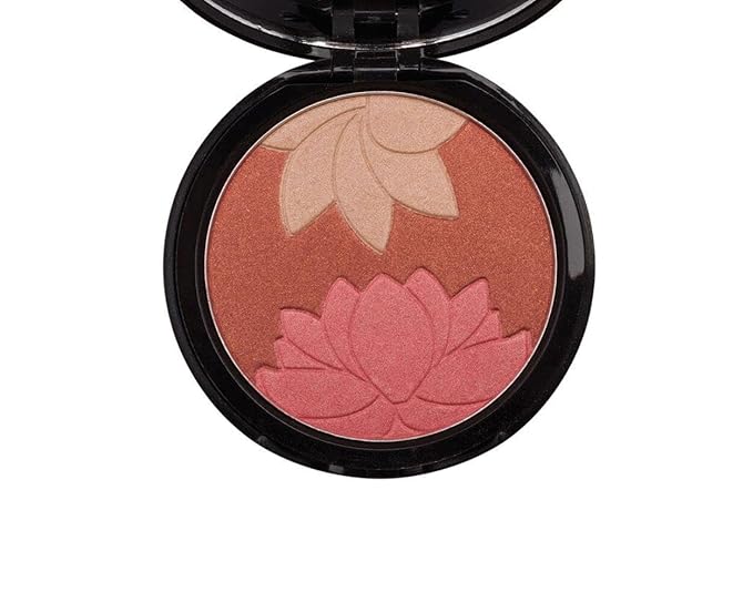 Manna Kadar Beauty - Blossom Floral Compact, Multi-functional Blush & Highlighter, 3 Shades of Pink, Coral, & Champagne for a Perfect Blend, Natural & Radiant, Use on Décolletage, Highly Pigmented