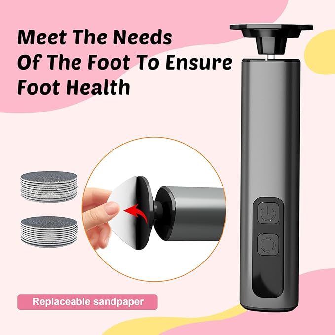 Electric Foot Callus Remover & Nail File - Electric Callus Remover for Feet, 9 Adjustable Speeds, 1800mAh Rechargeable, Portable Aluminum Body w/Type-C Charging for Home & Travel (Black)