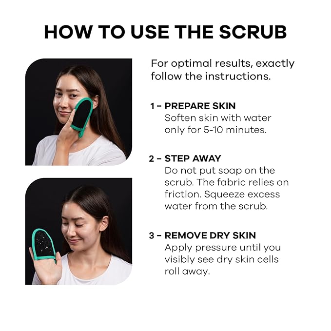 Dermasuri Deep Exfoliating Face Mitt - Scrubber, Dead and Dry Skin Remover for Men and Women - Exfoliator Gloves for Shower and Dry Use - (2 Pack)