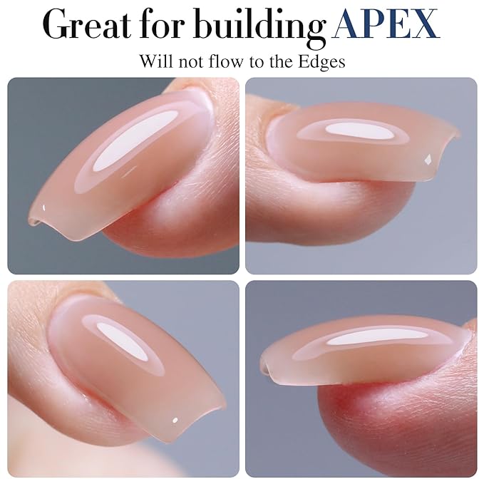 Double Rhythm Clear Gel Nail Polish 15ml Nail Strengthener in a Bottle Nail Extension Hard Gel Soak Off Long Lasting UV Gel (Light Nude 8 in 1-6)