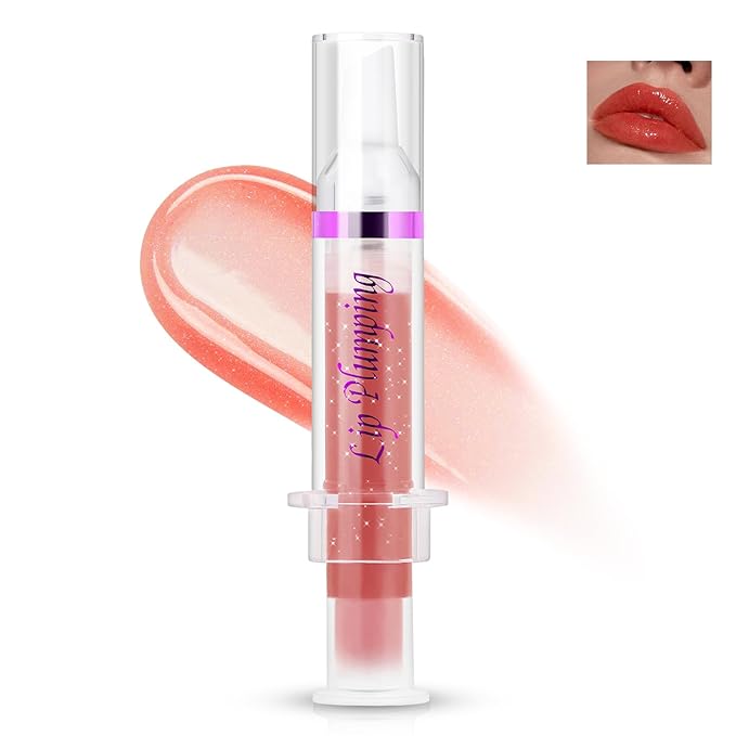 Lip Plumper Booster,Plumping Lip Gloss Spicy Lifter Shimmer Oil Hydrating High-Shine Volumizes Fuller Lip Glass Mirror Glaze Plump and Pout Lip Plumper Nourishing for Women Girls Makeup#2