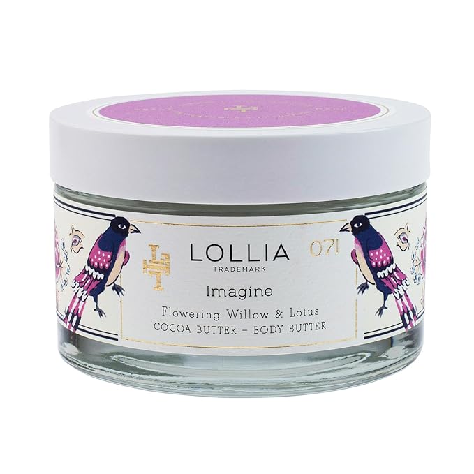 LOLLIA Imagine Body Butter, 5.5 oz. - Flowering Willow & Lotus Fragrance - Shea Butter & Cocoa Butter, Body Lotion for Women, Hydrating & Smooth Body Moisturizer