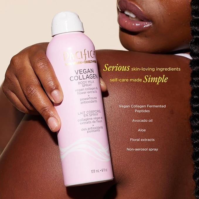 Pacifica Spray Lotion for Body - Vegan Collagen Body Milk Spray – Hydrating Moisturizer Mist Fast-Absorbing Instantly Hydrates & Softens Skin Jasmine & Vanilla Natural Scent Clean Beauty Non-Aerosol