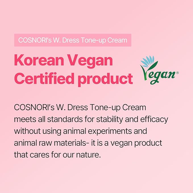 COSNORI W. Dress Tone-up Cream -Quick Skin Tone Balancer – Evens Out Complexion - No Makeup Natural Look - Long-Lasting Hydrating & Sebum Control Face and Body – Vegan, No Animal Tested – 1.7 fl. oz.