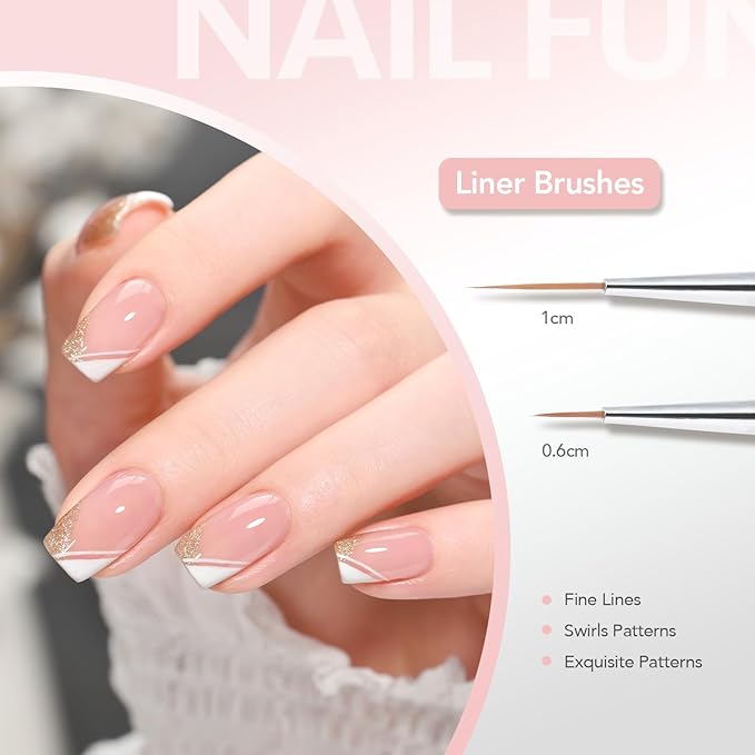 GAOY 6 Pcs Nail Art Brushes, Nail Design Tools for Nail Detail Painting, French Liner and Dotting Pens for Nail DIY