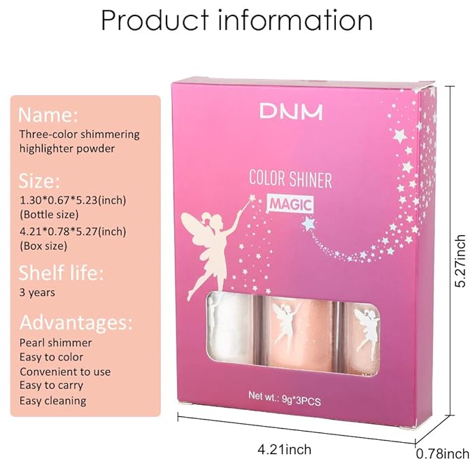 evpct 3Pcs Glitter Highlighter Powder Stick Make up Puff Fairy Stick Peal White Pink Bronze Shimmer Glitter Face Eye Body Liquid Highlighter makeup illuminators de maquillaje Glow Makeup Shimmer Stick